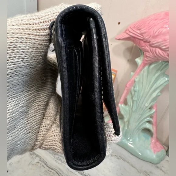 Coach Vintage Y2K Black Monogram Fabric & Leather Full Size Snap Open Wallet - Picture 3 of 12